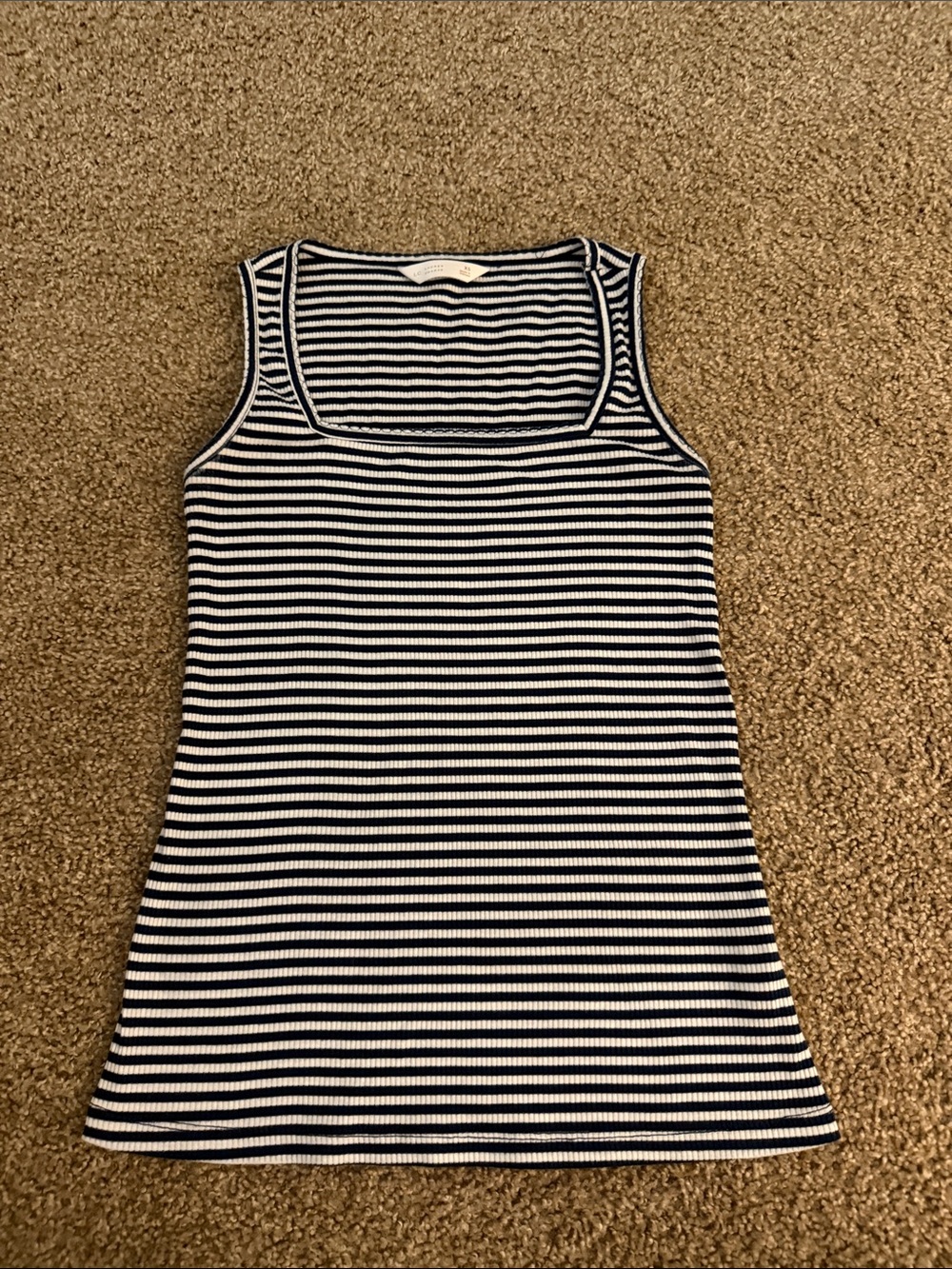 LC Lauren Conrad Navy and White Striped Ribbed Tank